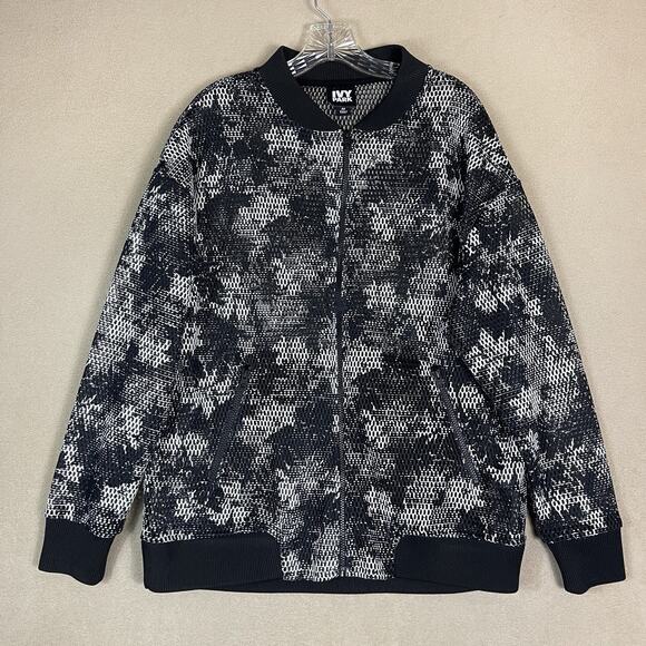 Ivy Park Jacket‎ Womens M Black Full Zip Floral Nesh Bomber Relaxed Fit Pockets - Picture 1 of 11